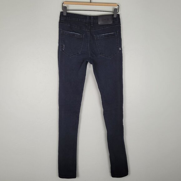 Killstar Trash Talk Skinny Jeans O-Ring Fishnet Distressed Goth Black Size XS - Picture 4 of 15